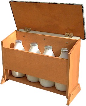 Milk Bottle Baskets - nope! - a BOX to protect milk from wildlife, the